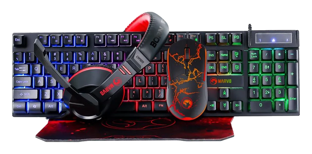 סט MARVO CM409 4-in-1 Advanced Gaming Combo Keyboard + Mouse + Headset +Mousepad, USB
