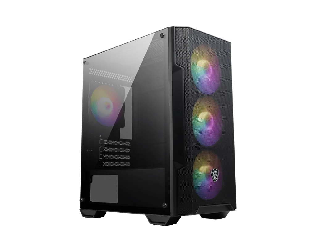 מארז MSI MAG FORGE M100A ,Tool-free, NO PSU ,4x12cm ARGB Fan, 3USB2/3.0, Audio & speaker