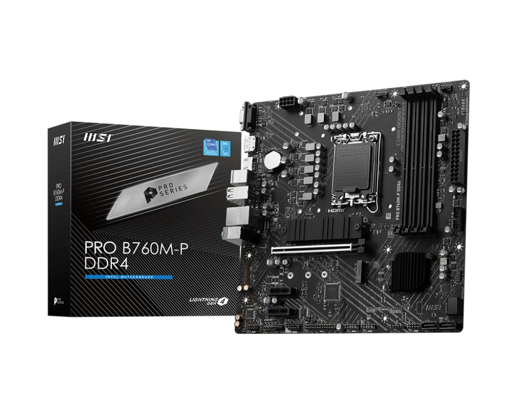 MSI PRO B760M-P DDR4 , Core™ i3/i5/i7/i9, 4DualDDR4 2133/2400/2666/2933/3200MHZ ,2XPCI-E, 1GB LGA1700