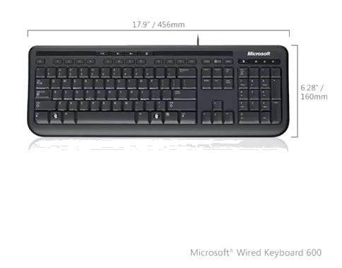 מקלדת Microsoft® Keyboard WIRED 600 eng/heb, black, USB