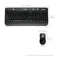 מקלדת ועכבר אלחוטיים Microsoft® Media Wireless Optical Desktop 1000 ,Vista/Win7 certified, USB