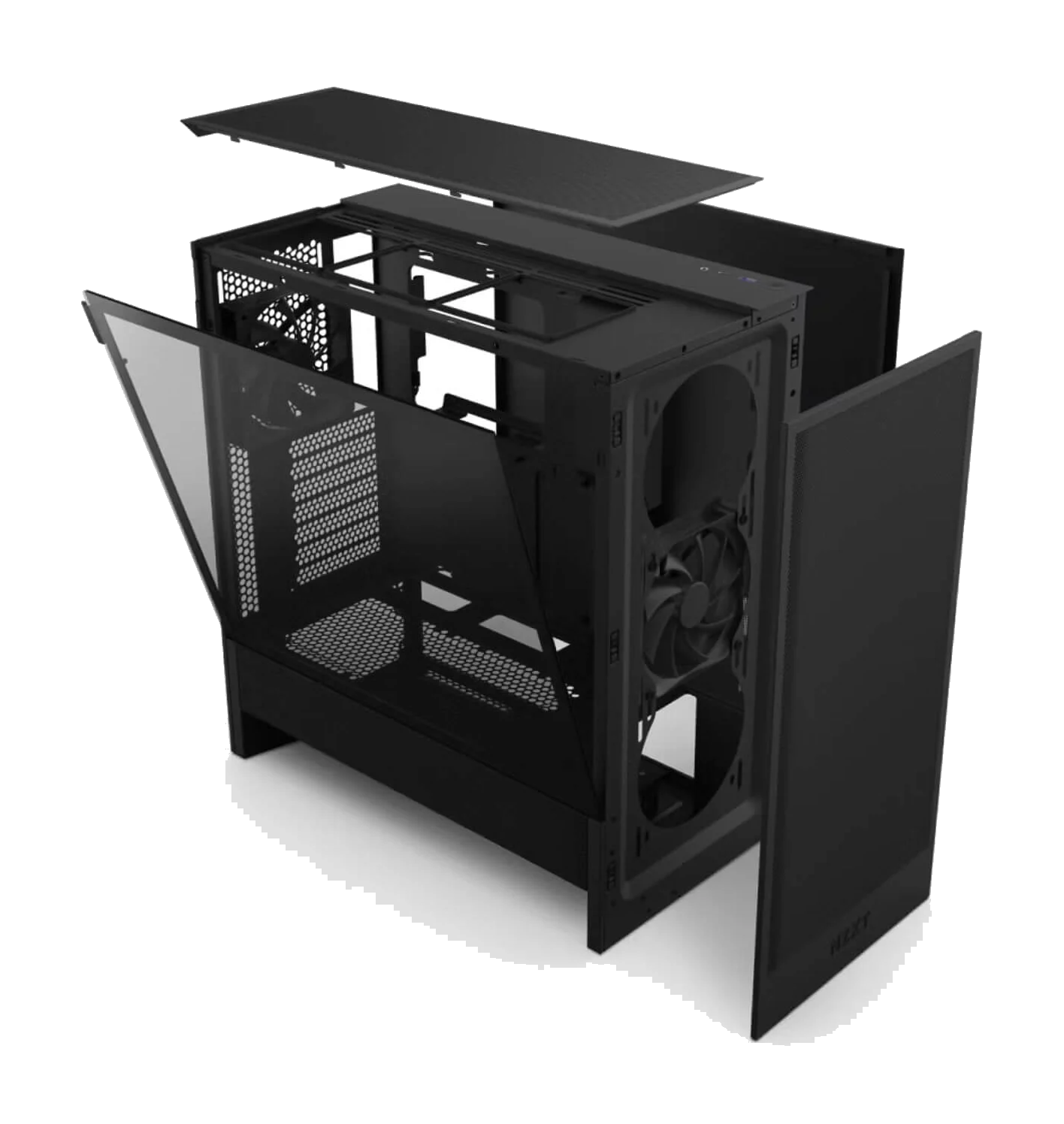 NZXT H5 FLOW BLACK - (2024),Tool-free, without PSU , 2X120mm Fan, USB3.0, Audio & speaker – תמונה 6