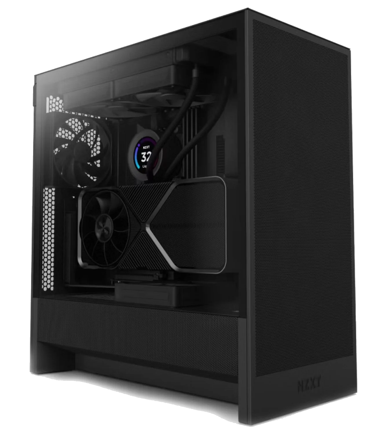 NZXT H5 FLOW BLACK - (2024),Tool-free, without PSU , 2X120mm Fan, USB3.0, Audio & speaker