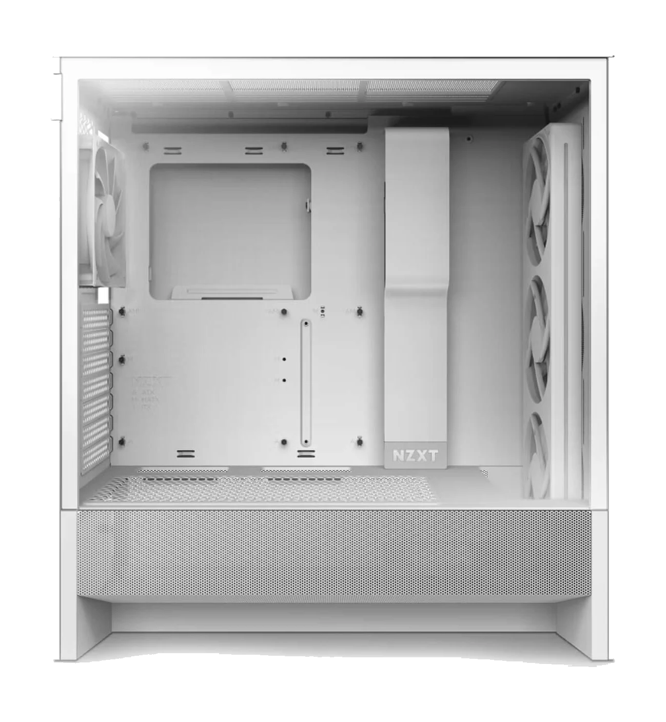 NZXT H5 Flow RGB (2024) - White,Tool-free, without PSU , 4X120mm RGB Fan, USB3.0, Audio & speaker – תמונה 5