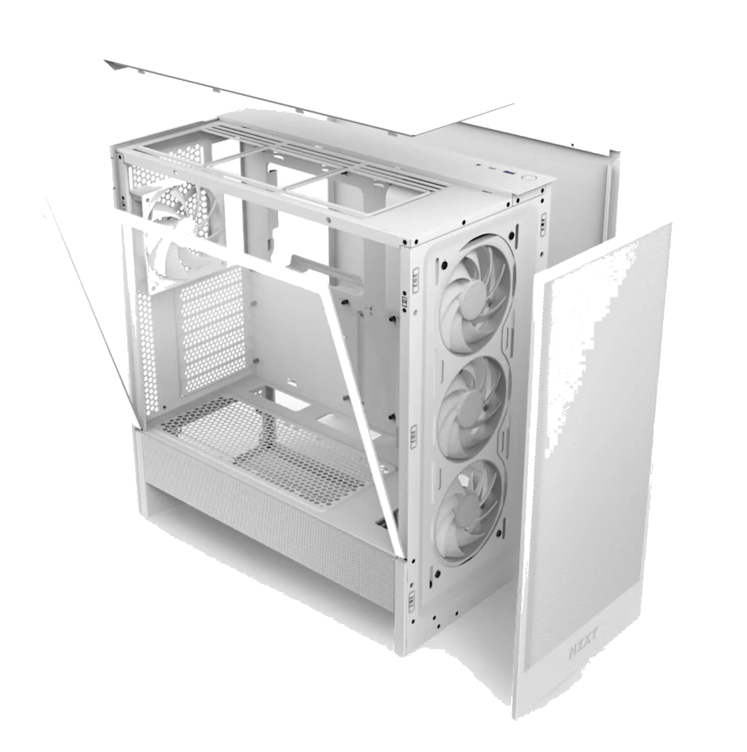 NZXT H5 Flow RGB (2024) - White,Tool-free, without PSU , 4X120mm RGB Fan, USB3.0, Audio & speaker – תמונה 6