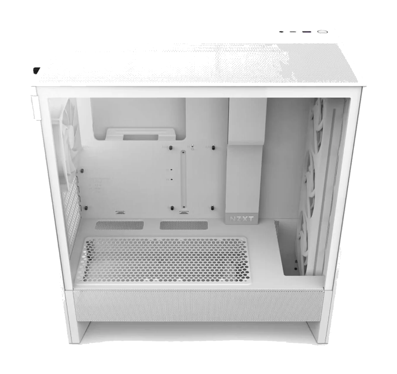 NZXT H5 Flow RGB (2024) - White,Tool-free, without PSU , 4X120mm RGB Fan, USB3.0, Audio & speaker – תמונה 3