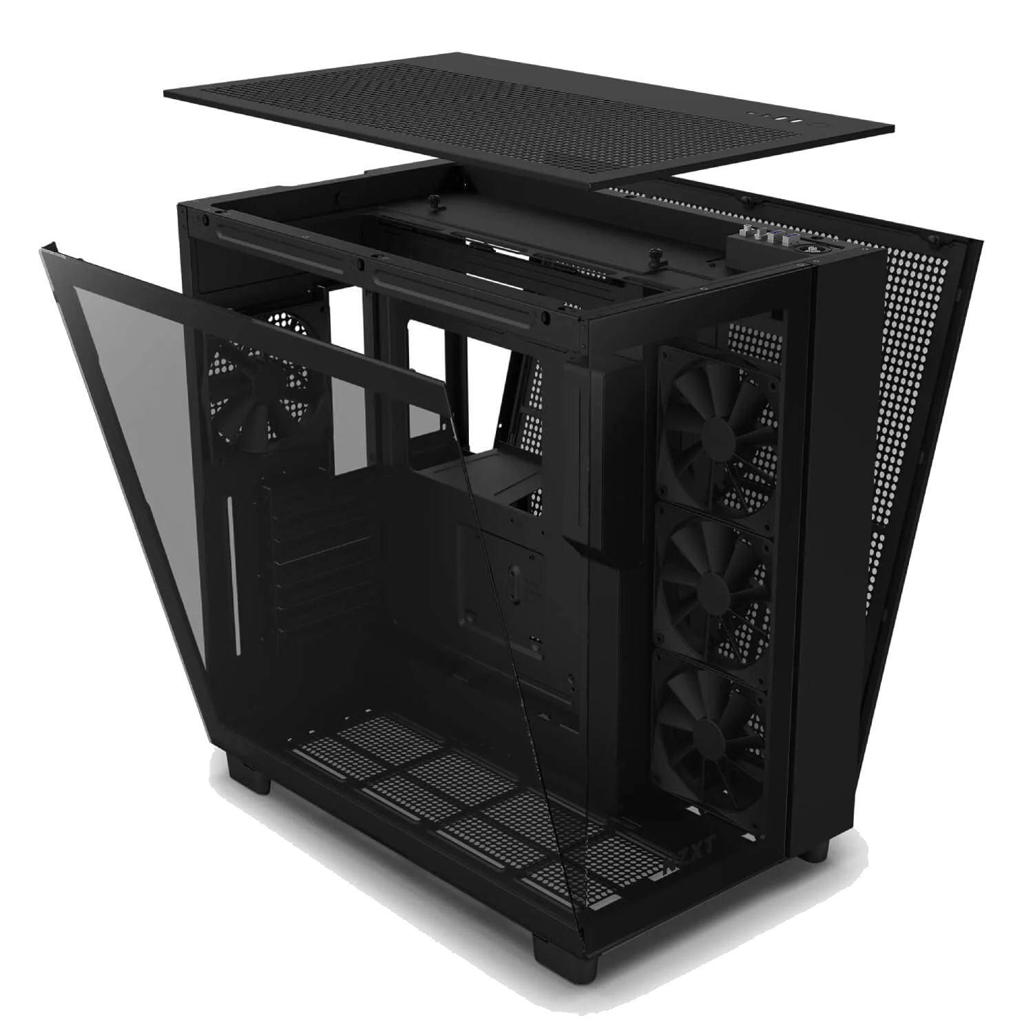 NZXT H9 FLOW Black ,Tool-free, without PSU , 4X120mm Fan, USB3.0, Audio & speaker – תמונה 3
