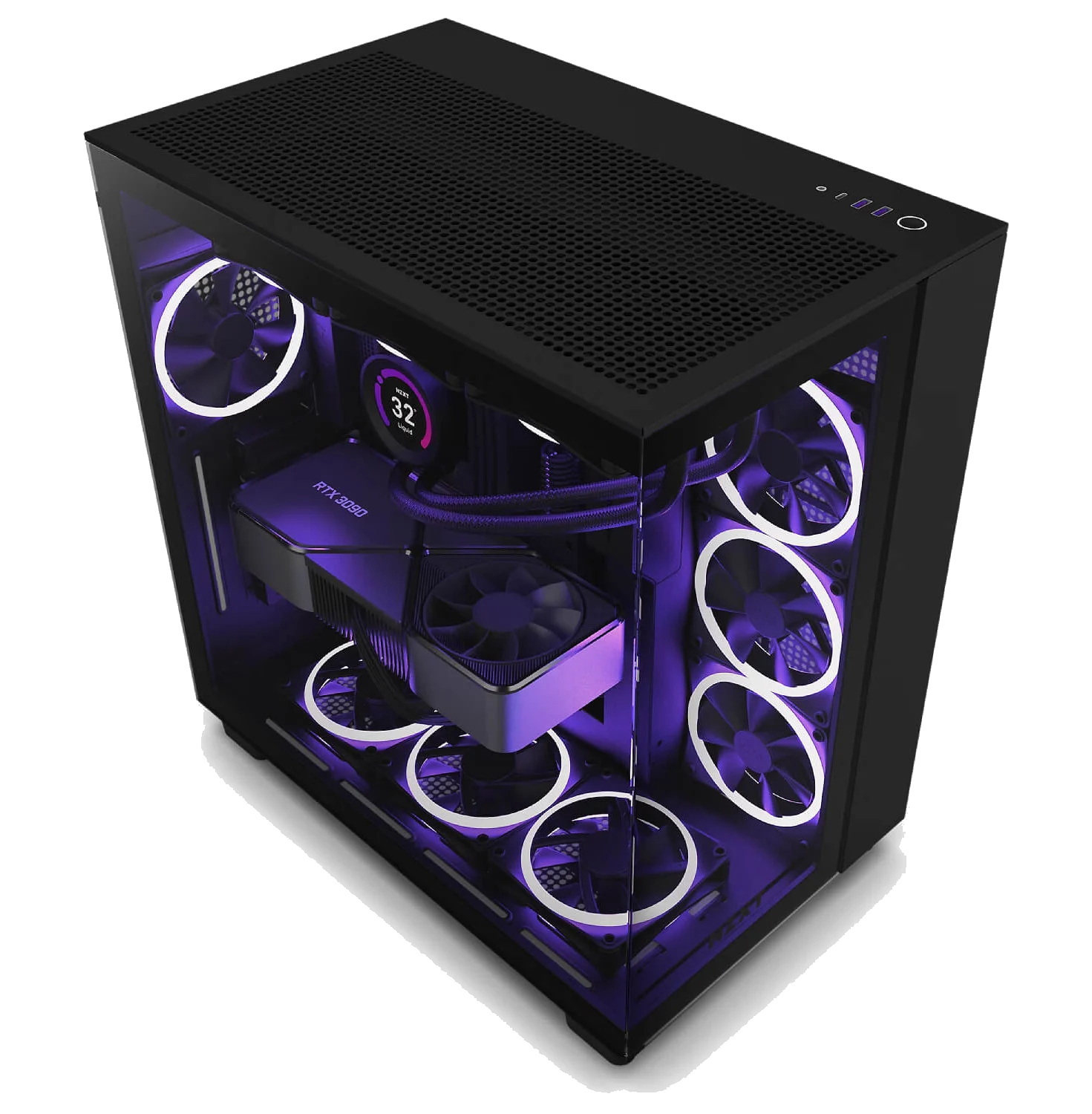 NZXT H9 FLOW Black ,Tool-free, without PSU , 4X120mm Fan, USB3.0, Audio & speaker – תמונה 5