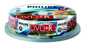דיסקים לצריבה PHILIPS DVD +R X16 4700MB 120MIN LightScribe CAKE 10