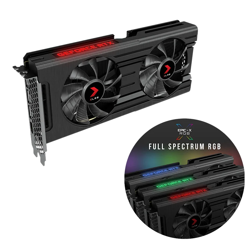 PNY nVIDIA Geforce RTX 3050 8GB XLR8 Gaming REVEL™ EPIC-X RGB™ Dual Fan 3DP+HDMI