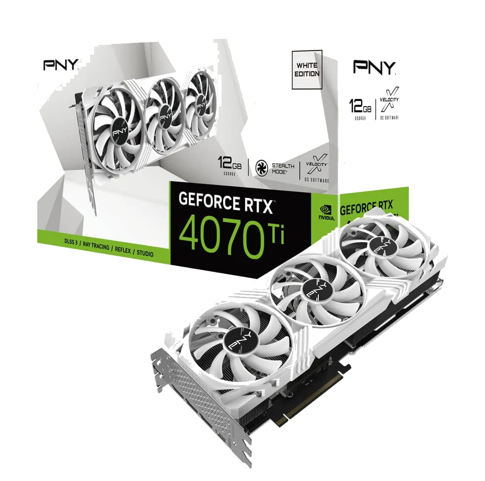 PNY nVIDIA Geforce 4070TI 12GB VERTO™ - White Edition LED Triple Fan DLSS 3 3DP+HDMI