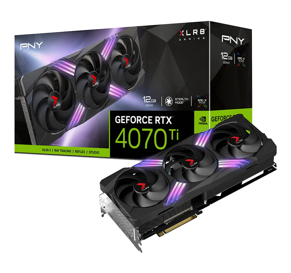 PNY nVIDIA Geforce 4070TI 12GB XLR8 Gaming VERTO™ EPIC-X RGB Triple Fan DLSS 3 3DP+HDMI