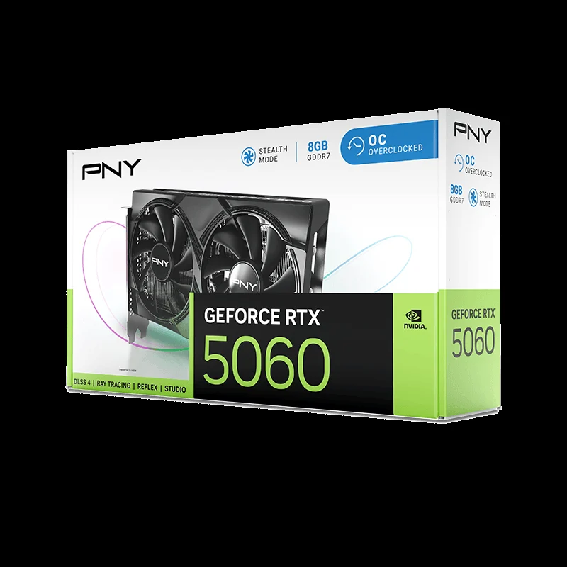 PNY nVIDIA Geforce 5060 8GB Overclocked Dual Fan DLSS 4 3DP+HDMI – תמונה 2