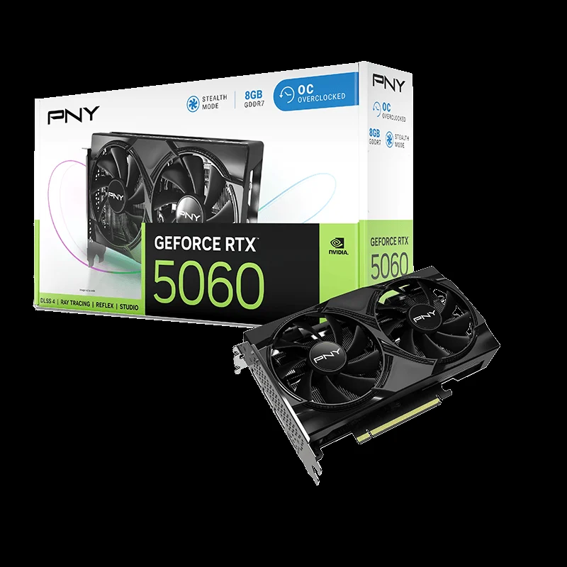 PNY nVIDIA Geforce 5060 8GB Overclocked Dual Fan DLSS 4 3DP+HDMI