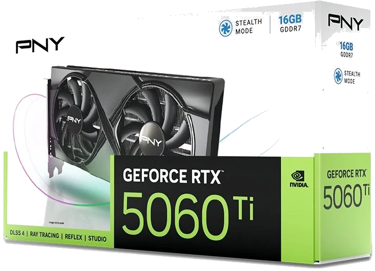 PNY nVIDIA Geforce 5060TI 16GB Overclocked Dual Fan DLSS 4 3DP+HDMI – תמונה 2