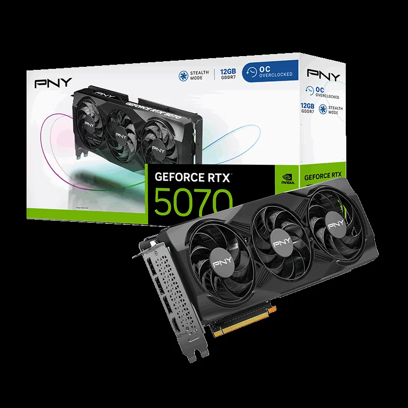 PNY nVIDIA Geforce RTX 5070 12GB GDDR7 Overclocked Triple Fan 3DP+HDMI