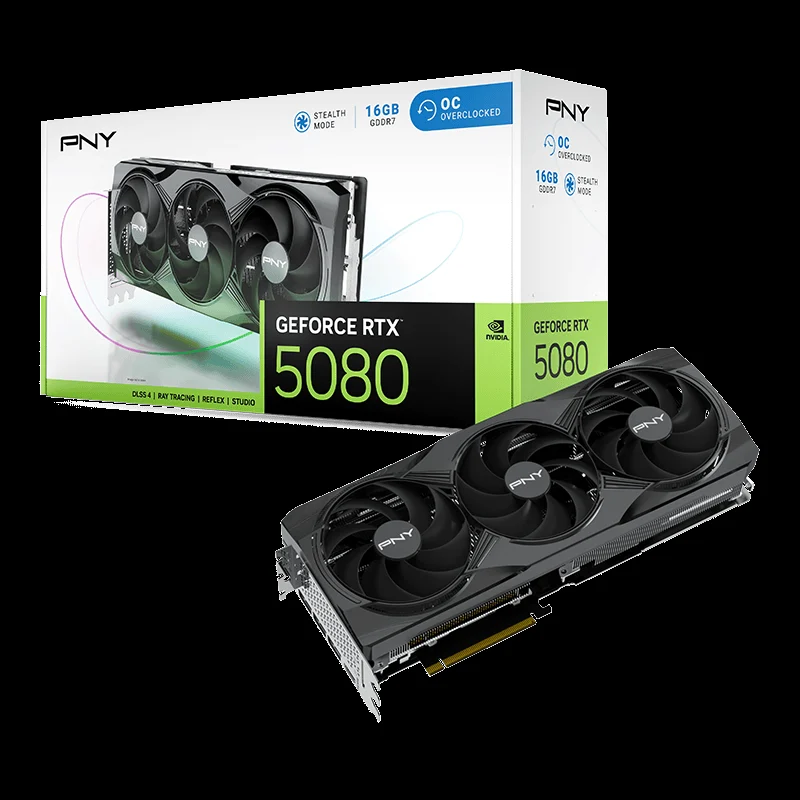 PNY GeForce RTX 5080 OC Triple Fan 16GB GDDR7 3DP+HDMI