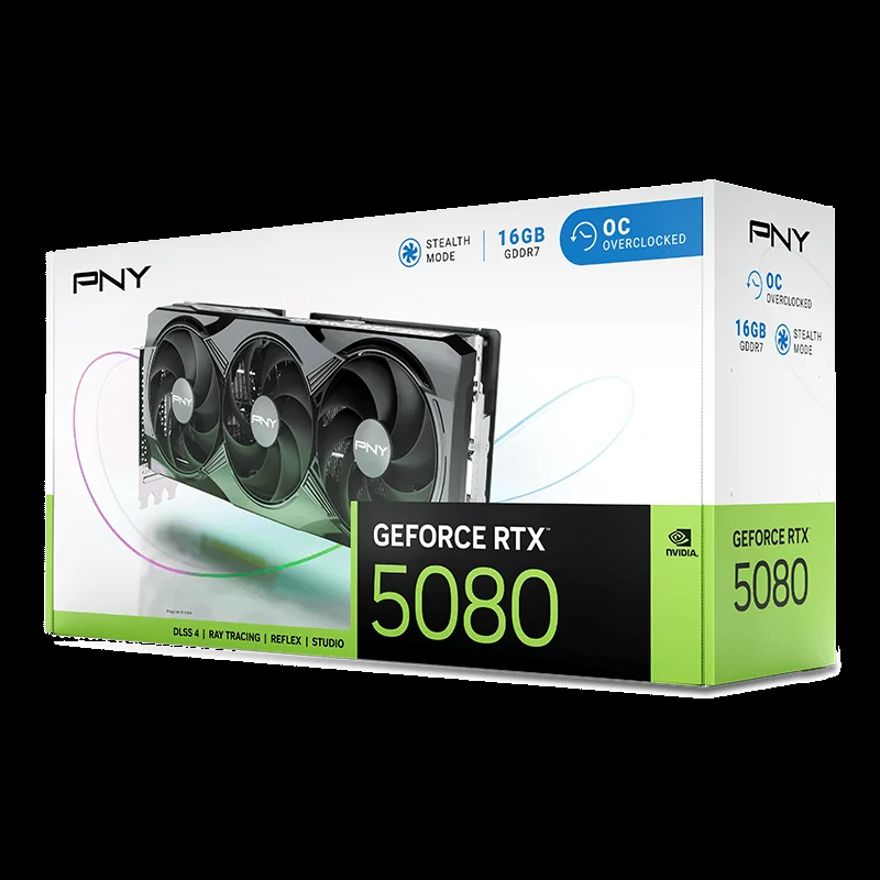 PNY GeForce RTX 5080 OC Triple Fan 16GB GDDR7 3DP+HDMI – תמונה 2