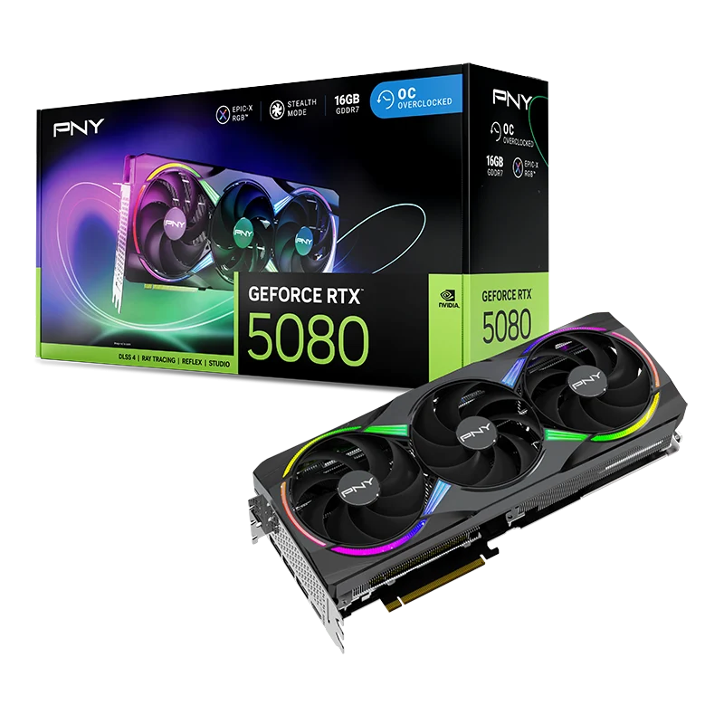 PNY GeForce RTX 5080 OC Triple Fan 16GB GDDR7 3DP+HDMI