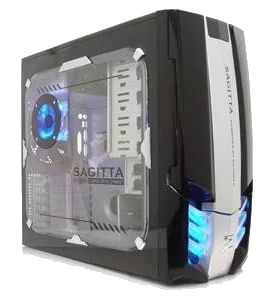 RAIDMAX SAGITTA Black+ WINDOW ,Tool-free, no PSU, 2X 120mm+ 80mm All Led + Temp Sensor, USB2.0, Audio & speaker