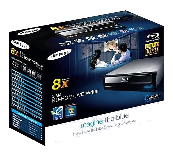 SAMSUNG SH-B083L X8 High Speed DVD+-RW + Blu-ray Reader Black SATA