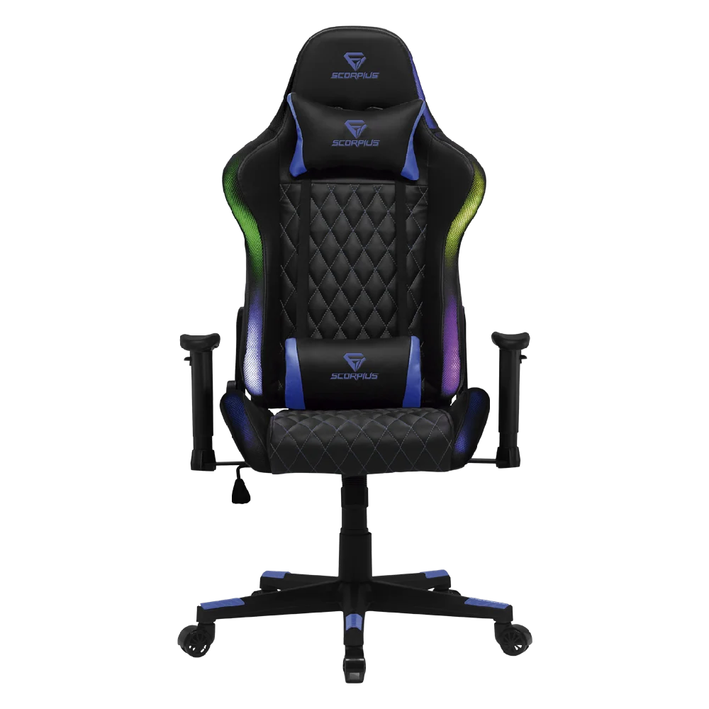 כיסא גיימינג שחור SCORPIUS LIGHTNING RGB BLUE GAMING CHAIR