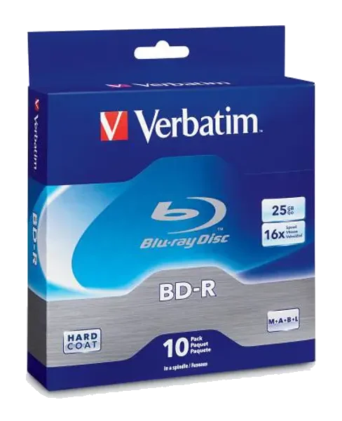 דיסקים לצריבה VERBATIM 16X BD-R 25G 10pcs Jewel case