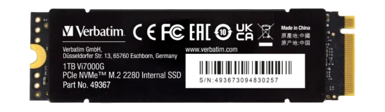 דיסק קשיח VERBATIM® Vi7000G Internal Gen4.0x4 NVMe M.2 SSD 1TB