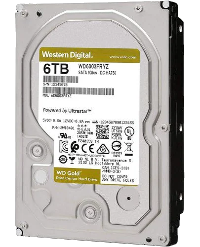 כונן קשיח WD Caviar® SE SATA-III WD6003FRYZ Gold Enterprise 6000GB 256MB Western Digital