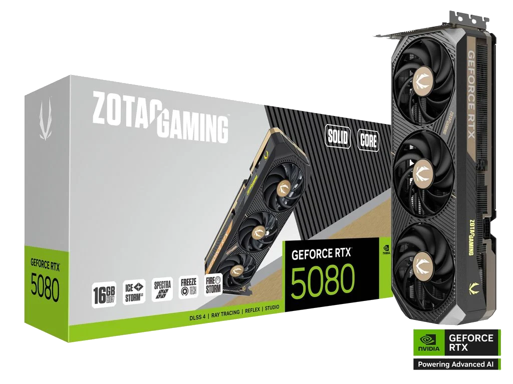 ZOTAC GAMING GeForce RTX 5080 SOLID CORE Triple Fan 16GB GDDR7 3DP+HDMI