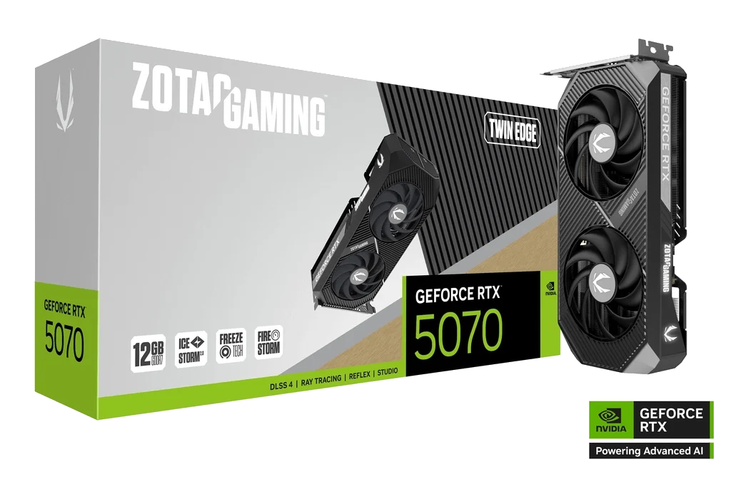 ZOTAC nVIDIA Geforce RTX 5070 12GB GDDR7 RTX 5070 Twin Edge Dual Fan 3DP+HDMI